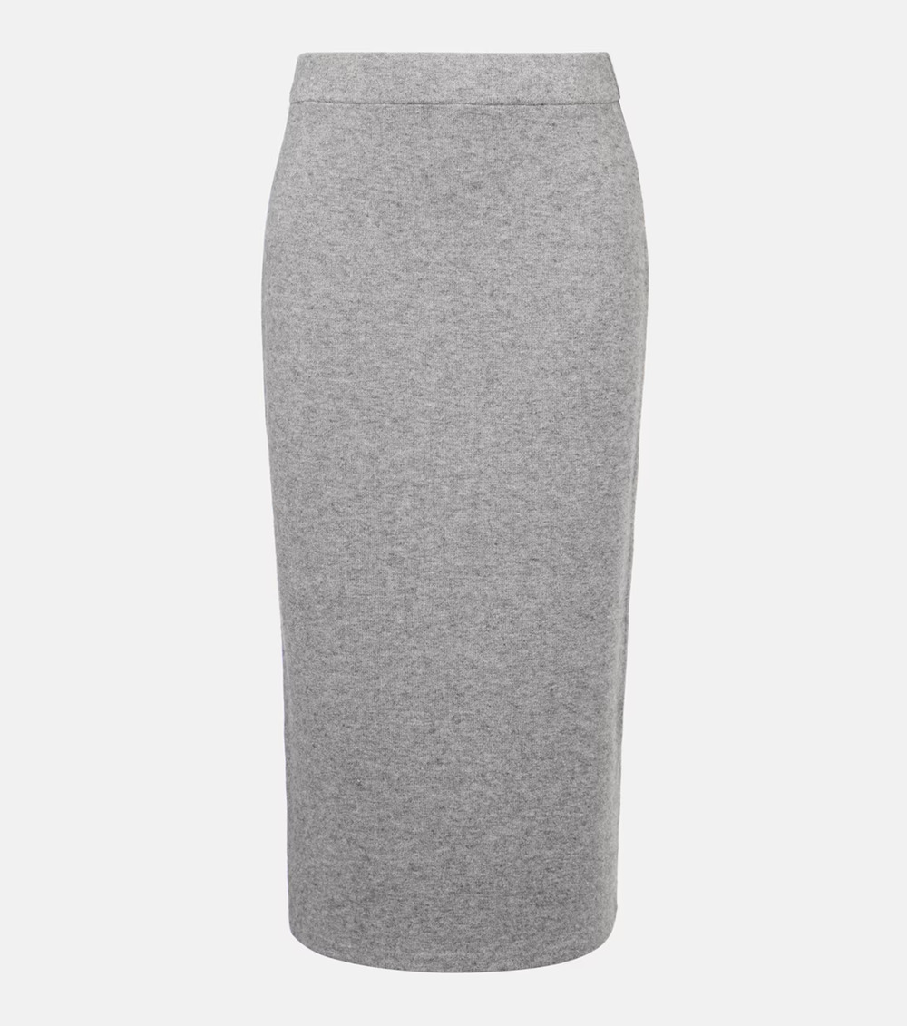 Vince Jersey Midi Skirt Knit Gray Elastic Waist Pencil Straight L